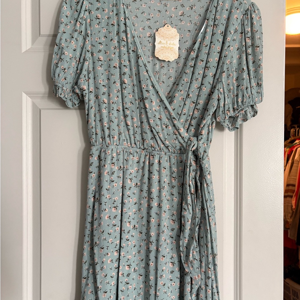 Floral Blue Wrap Dress